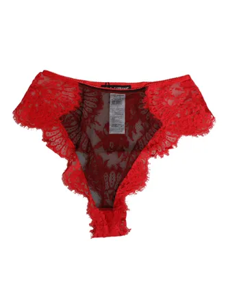 Dolce & Gabbana Red Floral Lace Sheer Briefs Women Underwear Cotton Clothing