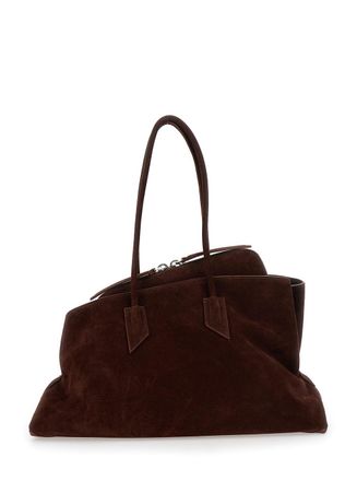 The Attico Womens Shoulder Bag La Passeggiata Brown Suede