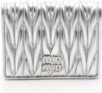 Miu Miu Pre-owned Wallets, female, Gray, Size: ONE SIZE Pre-owned Vintage Matelass&eacute; Leather Wallet
