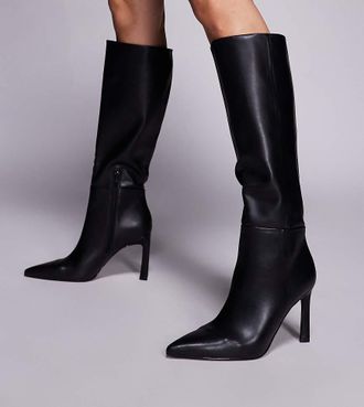 Asos Charmed - Stivali al ginocchio neri con tacco a pianta larga-Nero