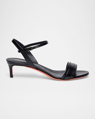 Santoni Sirolo Leather Ankle-Strap Sandals