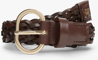 Tommy Hilfiger Womens Oval Buckle Woven Leather Belt - Brown - 40