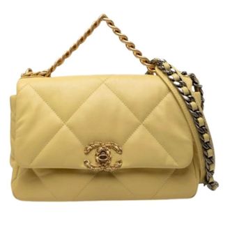 Chanel Pre-owned Medium 19 Flap Bag - Dames - Pre-owned - Geel - Maat: ONE Size Leer