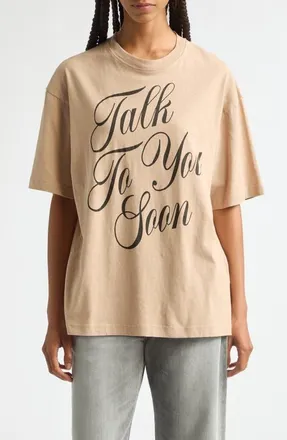 Acne Studios Exford U Talk To You Soon Cotton & Hemp Graphic T-Shirt in Beige at Nordstrom, Size X-Small