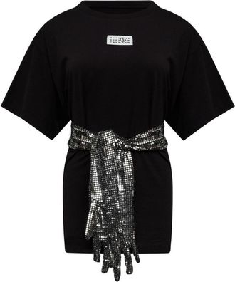 Maison Margiela Black T-Shirt Featuring Sequin Embellishments