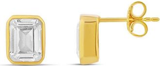 SHYMI Fancy Bezel Stud Earrings in Gold/White/emerald Cut at Nordstrom