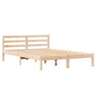 Berkfield Home Bed Frame with Headboard 140x210 cm Solid Wood Pine in Light Brown