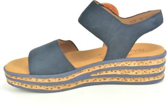Gabor Nubuck Wedge Sandal - Dames - Sleehakken - Blauw - 35 EU - Leer - Schoenen