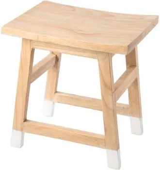 Jonathan Y Designs Finesse Classic Casual Handcrafted Solid Mindi Wood Accent Stool with Tipped Legs in Natural/white at Nordstrom