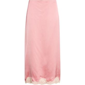 Valentino Lace Trim Satin Cady Slip Skirt in Dusty Rose at Nordstrom, Size 8 Us
