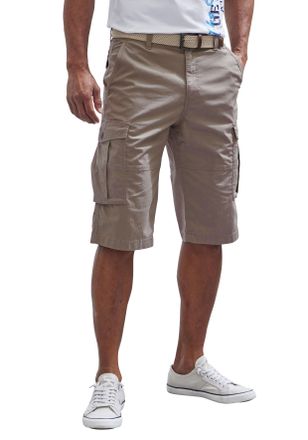 John Devin Cargobermudas JOHN DEVIN aus elastischer Baumwollmischung, Herren, Gr. 33, N-Gr, braun, Web, Obermaterial: 76% Baumwolle, 21% Nylon, 3% Elasthan, unif