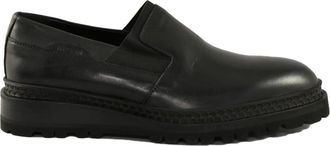 A.Testoni Instap leren schoenen met rubberen zool - Heren - Loafers - Zwart - 39 1/2 EU - Leer - Schoenen