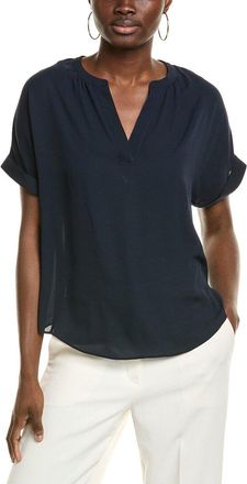 T Tahari Split Neck Rolled Cuff Blouse