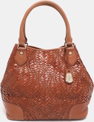 Cole Haan Brown Woven Leather Tote