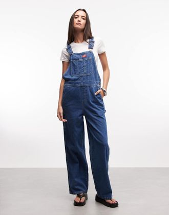 Dickies Salopette classica in denim blu medio