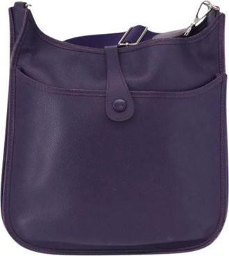 Herm&egrave;s Pre-owned Leren Cross Body Tas - Dames - Vintage Schoudertas - Paars - ONE Size - Leer - Vintage