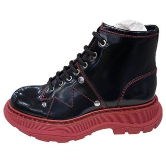 Alexander McQueen (WMNS) Alexander Mcqueen Studded Polished Leather Ankle Boots Black 595469WHQSG1169