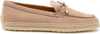 Tod's Raffia-trim Suede Loafers - Camel - 41 (IT41 / UK8)
