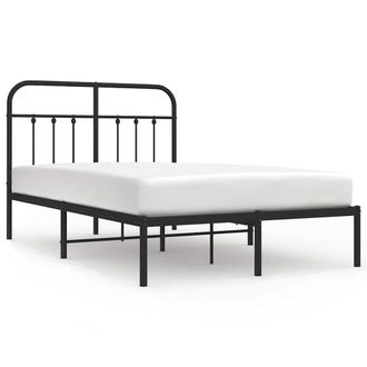 Berkfield Home Metal Bed Frame with Headboard Black 120x190 cm Small Double