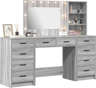 vidaXL Dressing Table 3 pcs Grey 40 x 41 x 135 cm Engineered wood vidaXL