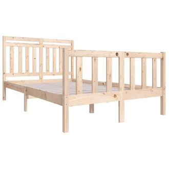 Berkfield Home Beautiful Bed Frame 135x190 cm Double Solid Wood in Light Tan