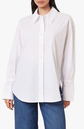 Habitual Cinched Cuff Stretch Poplin Shirt in Bright White at Nordstrom, Size Large