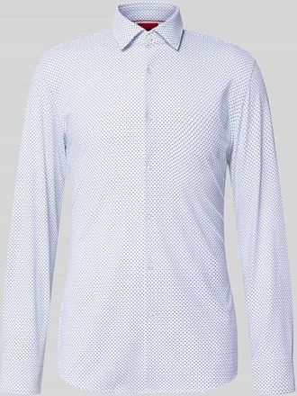HUGO BOSS Slim Fit Businesshemd mit Allover-Print Modell KENNO in Weiss, Gr&ouml;&szlig;e 37