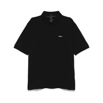 HUGO BOSS Hugo, Polo Shirts, male, Black, Size: 4XL Ribbed Cotton Polo Sweater