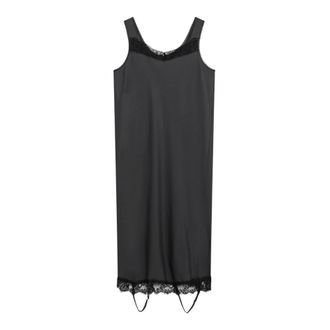Maison Margiela Lace-Trim Midi Dress - female - MM6 Maison Margiela - Nightgowns - Gray - XS - Nightwear & Lounge