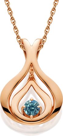 Pompeii3 Blue Diamond Solitaire Pendant & Chain 14k Rose Gold 5/8 Tall
