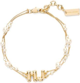 Marc Jacobs MJ Balloon Charm Faux Pearl Bracelet in Gold at Nordstrom