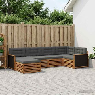 vidaXL Vidaxl Set Di Divani Da Esterno 6 Pz Naturale E Antracite