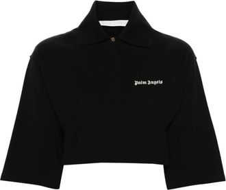 Palm Angels Polo Shirt - Dames - Polos - Zwart - XS - Katoen - Tops