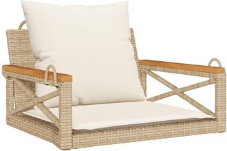 vidaXL Vidaxl - Banco Columpio Con Cojines Rat&aacute;n Sint&eacute;tico Beige 63x62x40 Cm