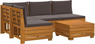 vidaXL 5 Uds. Conjunto De Sof&aacute;s De Exterior Madera De Acacia S&oacute;lida Vidaxl