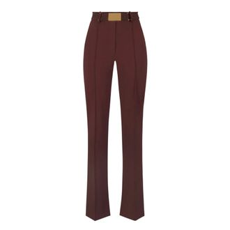Elisabetta Franchi Straight Trousers, female, Brown, Size: XS Technical Bi-Elastic Trousers with Belt