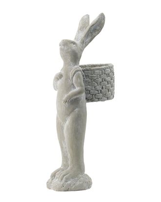 A&B Home Standing Rabbit With Shouldered Basket Accent