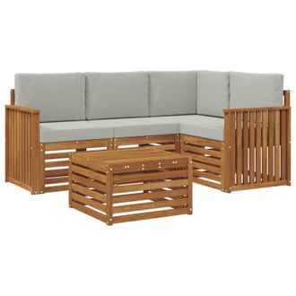 vidaXL Conjunto De Sof&aacute;s De Exterior 5 Pcs Gris Natural Y Claro Vidaxl