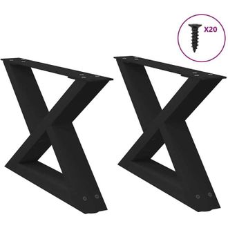 vidaXL Vidaxl - Patas Para Mesa De Centro (2 Unidades), Color Negro, 50 X (30-31,3) Cm, Acero