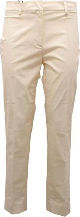 Max Mara Cropped broek van cr&egrave;mekleurig katoen - Dames - Slim Fit Broeken - Wit - M - Katoen - Broeken