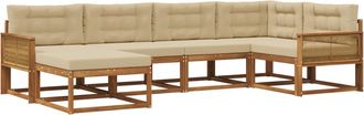 vidaXL Conjunto De Sof&aacute;s De Exterior 6 Uds. Natural Y Beige Vidaxl