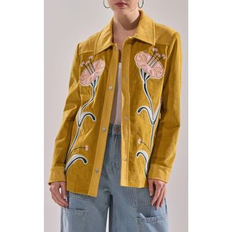 Azalea Wang Geraldine Corduroy Jacket in Mustard at Nordstrom, Size X-Large
