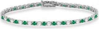 Allurez Alternating Diamond & Emerald Eternity Tennis Bracelet 14K White Gold (4.73ct)