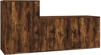 vidaXL Set de muebles de TV 2 pzas madera contrachapada roble ahumado vidaXL