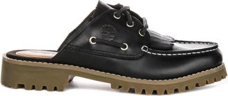Timberland Zwarte leren muiltje bootschoenen - Dames - Slip ons - Zwart - 37 1/2 EU - Leer - Schoenen