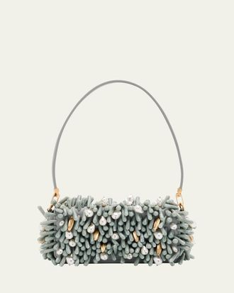 Cult Gaia Perla Beaded Leather Shoulder Bag