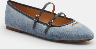 Coach Double Buckle Mary Jane In Loved Denim