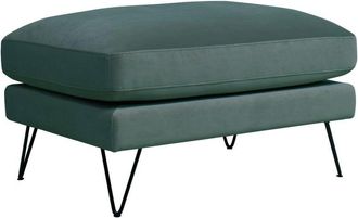 DRAWER Puf de terciopelo con patas de met&aacute;licas negras - Verde gris&aacute;ceo