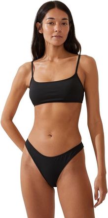 Cotton On Womens Straight Neck Crop Bikini Top in Black at Nordstrom, Size X-Large