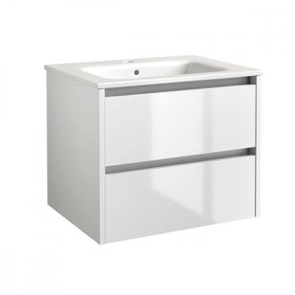Clifton White Bathroom 2-Drawer Wall Hung Unit with Basin 60cm Wide